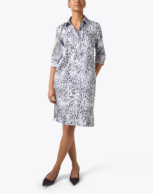 Charlotte Women's Leopard Print Stretch-Cotton Sateen Shirt Dress