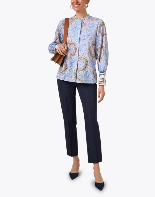 Navy Twill Slim-Fit Cropped Briley Pants for Stylish Warm Weather