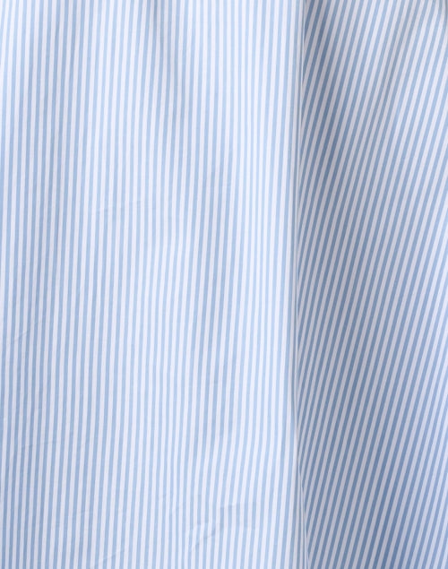 Stylish Blue Striped Cotton A-Line Shirt Dress with Self-Tie Belt