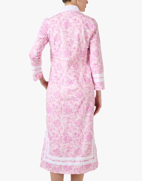 Stylish Pink Floral Print Stretch Cotton Women's Tunic Dress for New Season