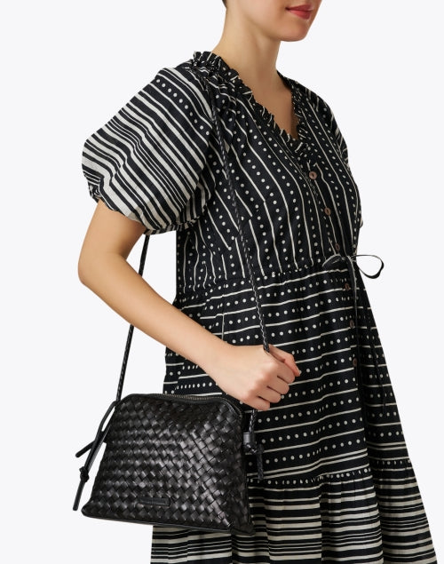Stylish Black Woven Leather Mallory Crossbody Bag for Day Trips