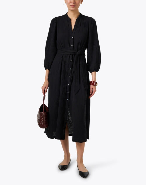 Selene Stylish Black Comfortable Cotton Gauze Women's Dress