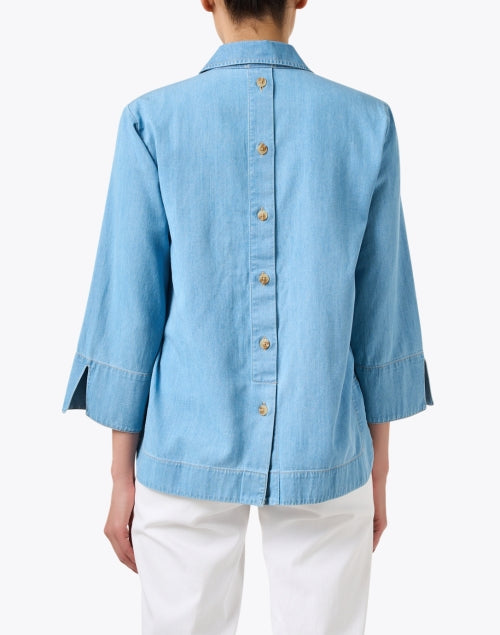 Aileen Feminine Modern Blue Chambray Women's Top