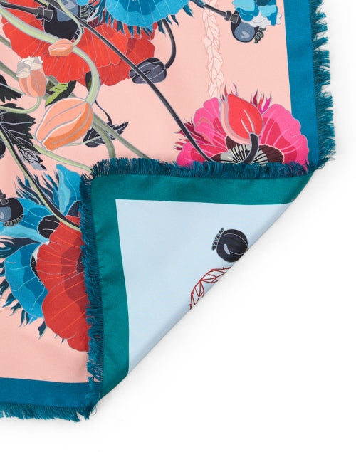 Franco Ferrari Reversible Silk Scarf in Playful Pink and Blue Floral Design