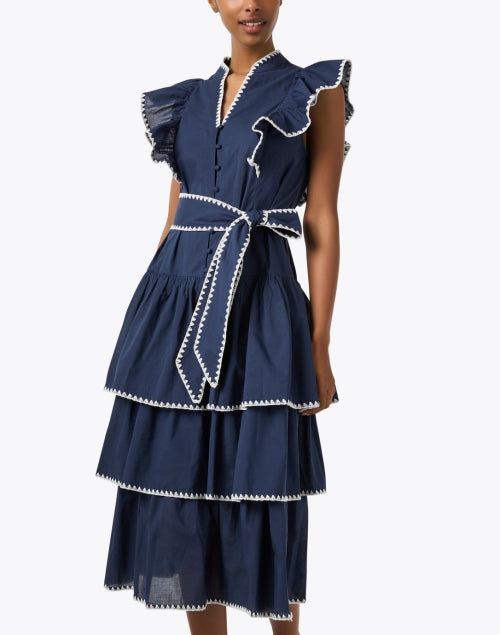 Stylish Navy 100% Cotton Greer Dress for Modern Women