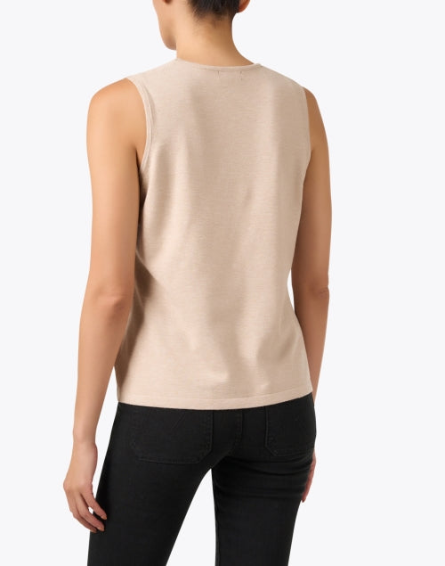 Soft Beige Semi - Relaxed Sleeveless Knit Top with Flattering Crew Neck