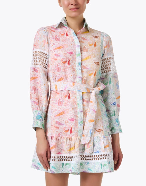 Leo Linen Shirt Dress with Multicolor Paisley Print