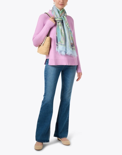Soft Freesia Pink Cotton Sweater with Garter Stitch Design