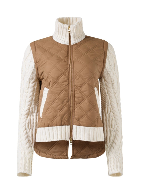 Veronica Beard Patra Ivory and Beige Quilted Women's Jacket for Colder Months