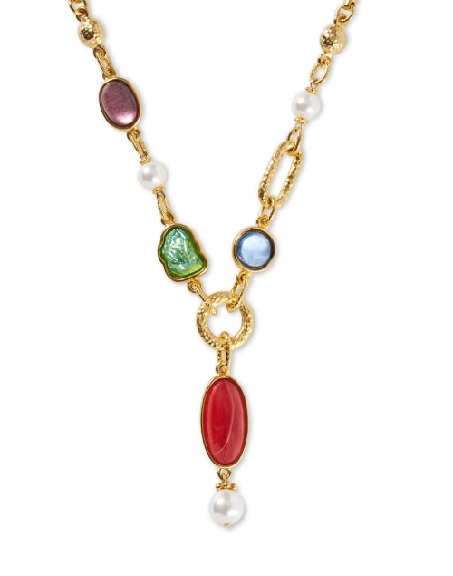 Stunning Gold Pearl and Gemstone Fashion Necklace