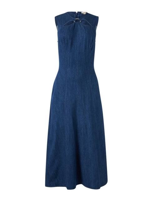 Elegant Maria Women's Indigo Denim A-Line Dress