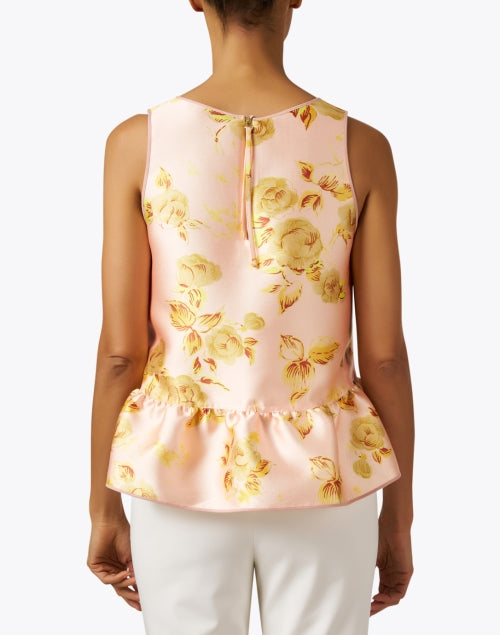 Duchesse Pink Floral Sleeveless Peplum Women's Blouse Top