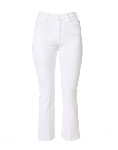 Mother's Iconic Stretch High Waist White Cropped Frayed Hem Hustler Jeans