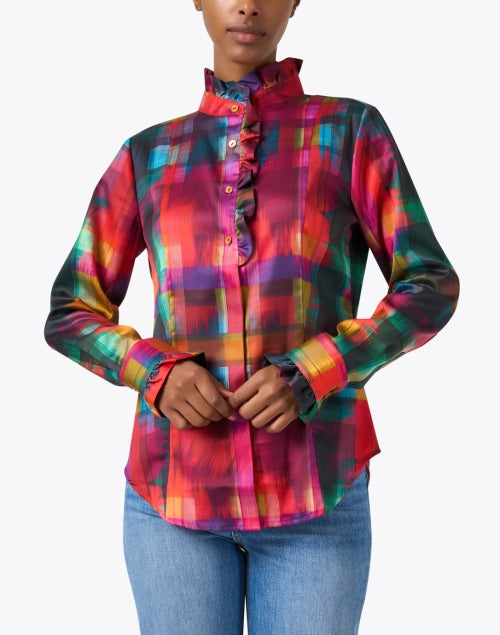 Stylish Athena Multi-Patterned Plaid Cotton Blend Shirt for Holiday