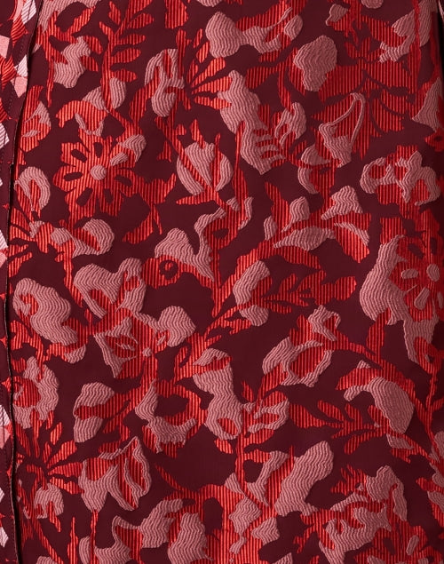 Gorgeous Rich Red Multi-Patterned Jacquard Sheath Dress