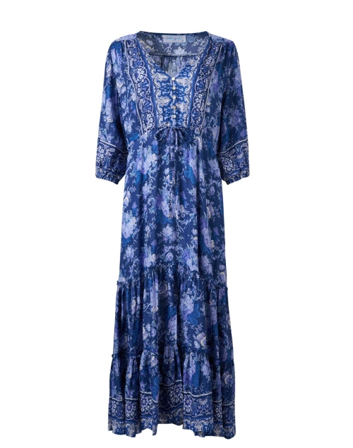 Carrie Women's Blue Printed Mid-Length Fashion Dress by Walker & Wade