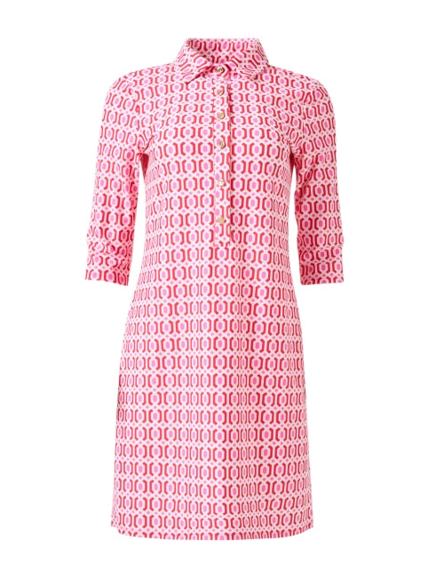 Chic Susanna Pink Geometric Print Day Dress