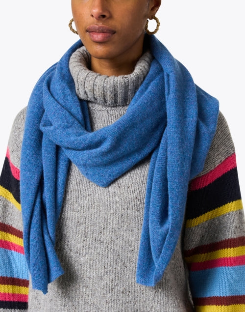 Heathered Blue Cashmere Women's Poncho Ruana for Transitional Months