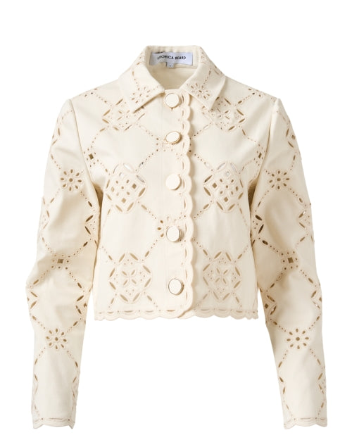 Veronica Beard's Elegant Ivory Cropped Cutout Adelaide Jacket