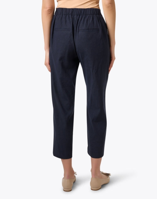 Vince's Navy Linen-Blend Stretch Pull-On Pants for Everyday Styling