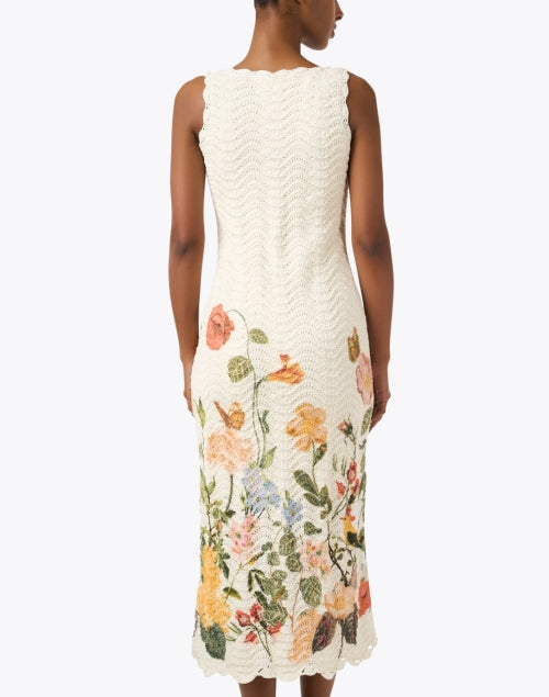Exquisite Orel White Cotton Crochet Dress with Floral Hem Design