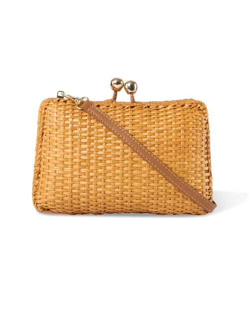 Serpui Charlotte Honey-Colored Woven Wicker Summer Clutch Bag