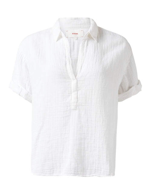 Cruz Women's Lightweight White Cotton Gauze Collared Top for Warm Weather