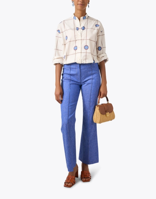 Ivory Geometric Print 100% Cotton Button-Down Shirt