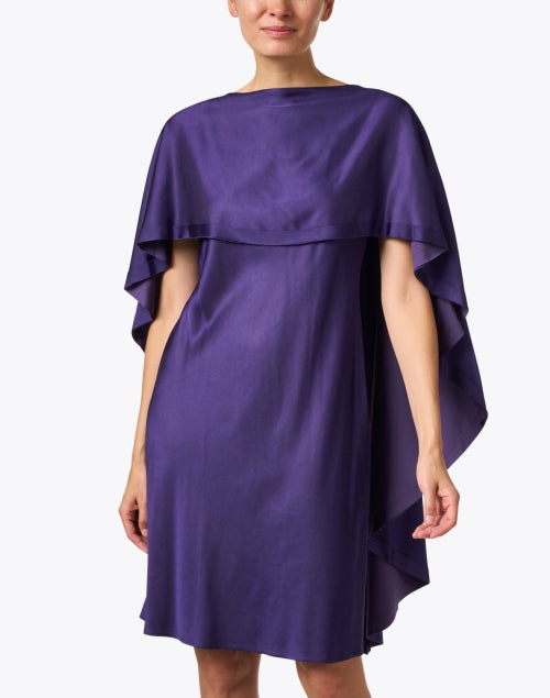 Exquisite Purple Crepe Cape-style Sheath Dress for a Polished Look