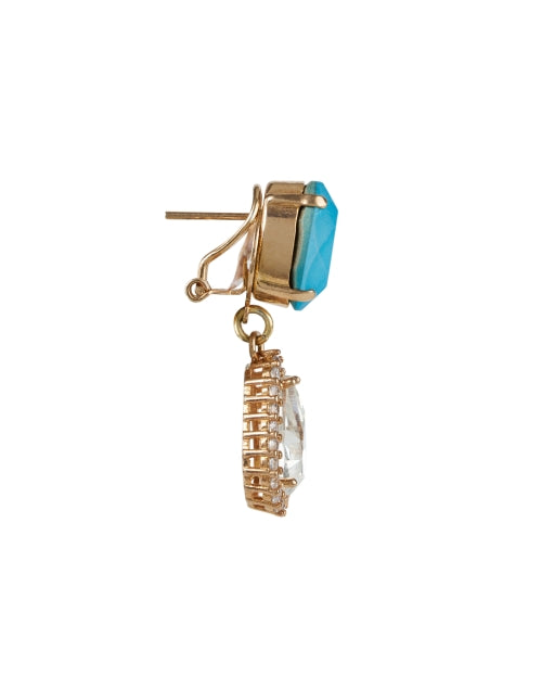 Exquisite Blue Crystal Drop Style Gold - Plated Earrings for Women