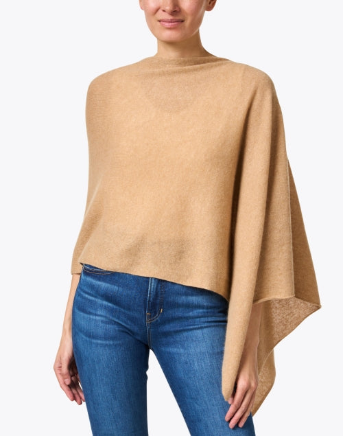 Soft Camel-colored Cashmere Ruana Poncho for Cool Weather