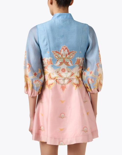 Valencia Women's Mini Dress with Pink and Blue Print