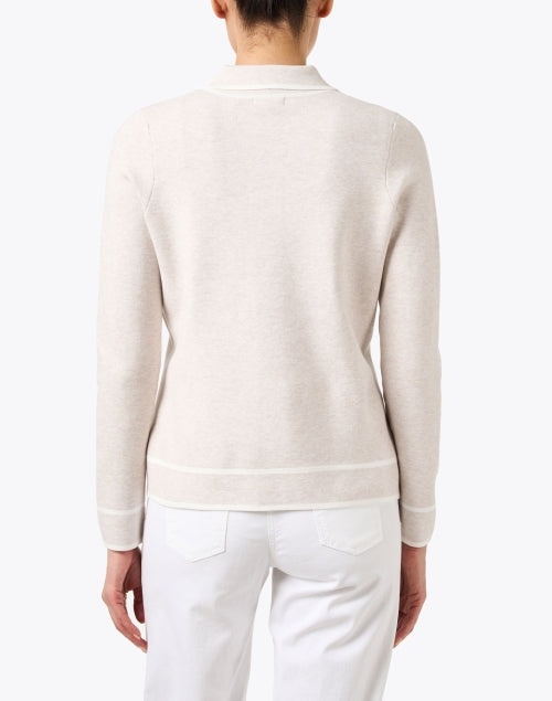 Stylish Beige and White Lightweight Stretch Knit Cardigan - Style Jacket