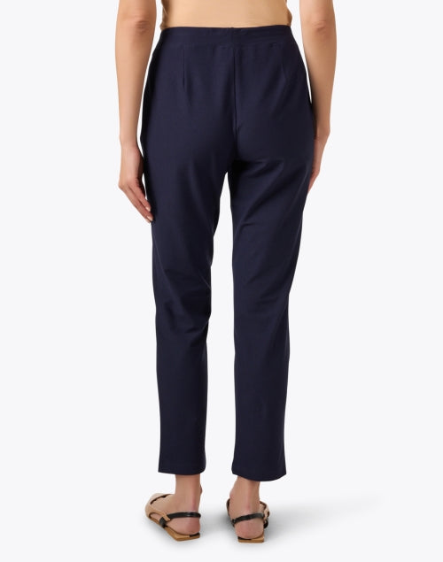 Stretchable Slim Ink Blue Ankle Cropped Pull - on Pants