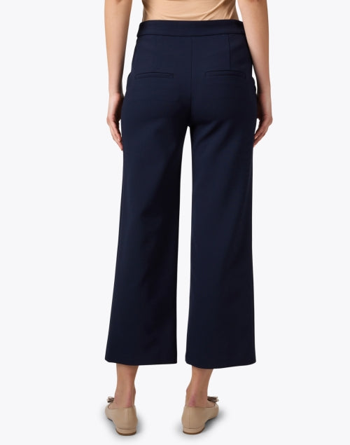 Navy Blue Brixton Men's Trousers - High - rise and Wide - leg Style