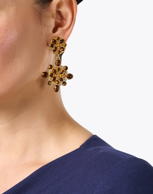 Kenneth Jay Lane Gold - Plated and Tortoise - Brown Cabochon Clip - on Drop Earrings for Everyday Wear