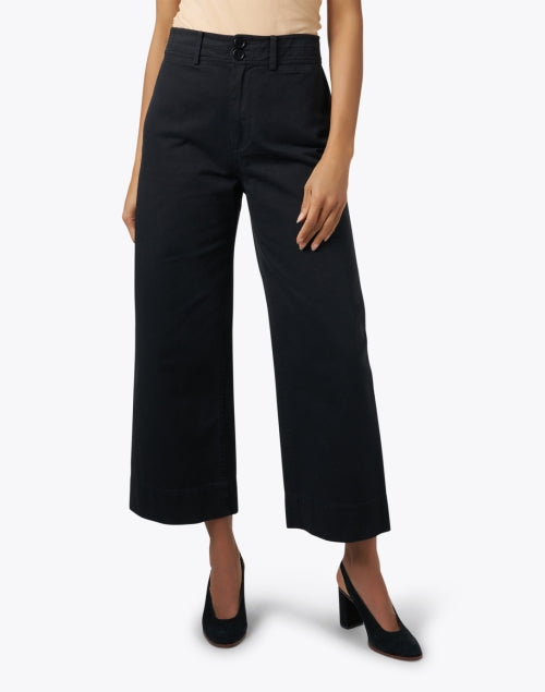 Merida Stylish Black Cotton Straight - Leg Ankle - Hemmed Pants for Versatile Wear