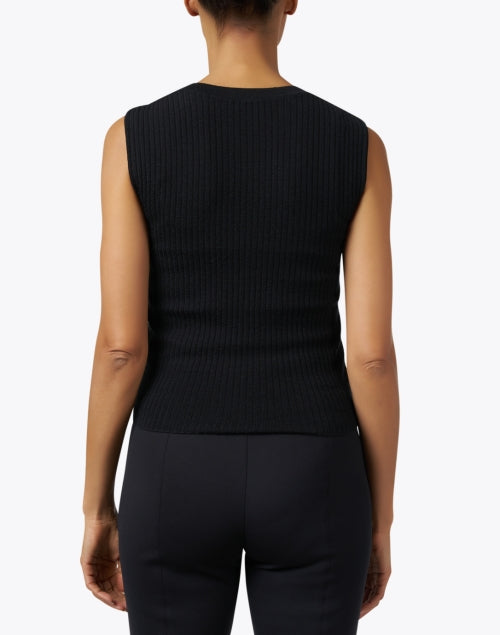 Black Shimmering Sequin Embellished Wool Silk Women's Sleeveless Top