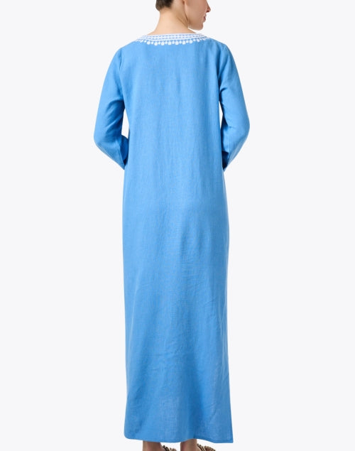 Exquisite Marina Blue Embroidered Women's Kaftan Dress for Getaways
