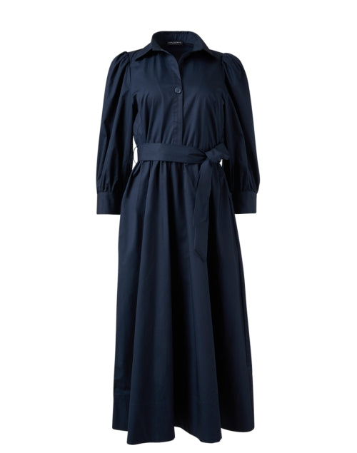 Navy Blue Rivoltine Women's Cotton Shirt Dress for Everyday Wear