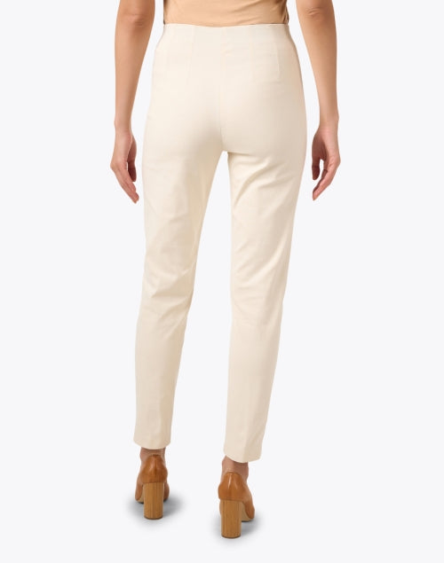 Elegant Ecru Pull - On Slim Ankle - Length Pants for Modern Women