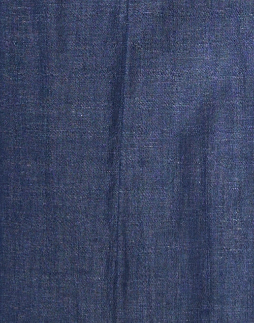 Stylish Indigo Dyed Cotton Chambray A-Line Shirt Dress