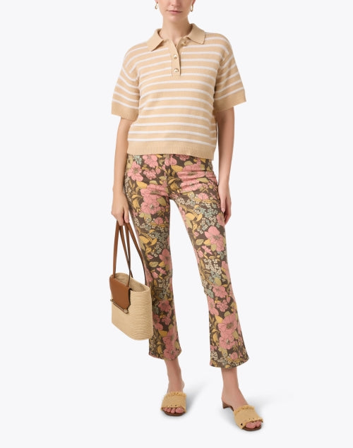 The Mother Brand's The Hustler Style Multi - colored Floral Print Premium Denim Ankle Bootcut Jeans