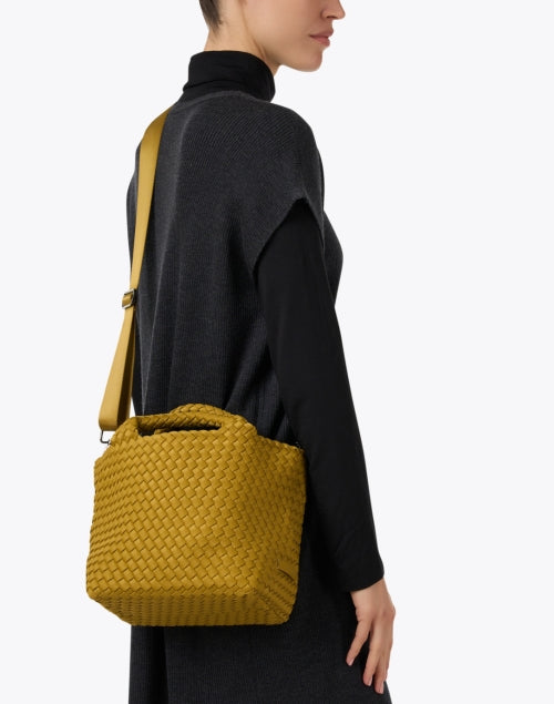Stylish Small Chartreuse Handwoven St. Barths Handbag for City Girls
