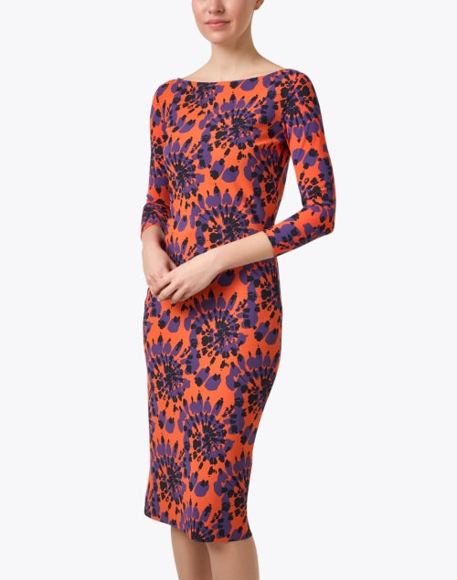 Stylish Tuby Orange Multi - Printed Women's Midi Dress