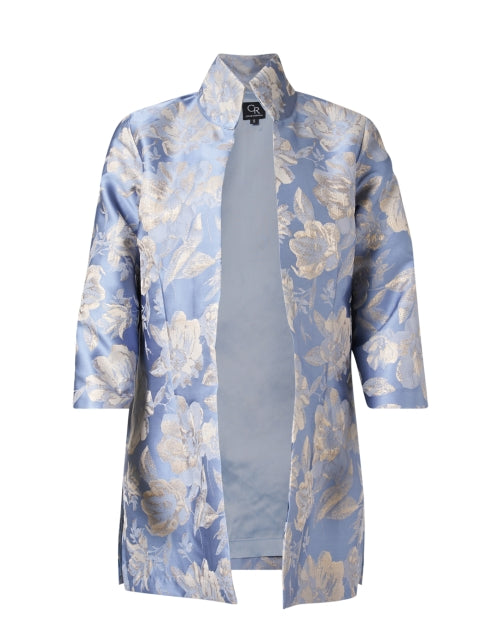 Stylish Rita Periwinkle Blue Floral Metallic Jacket for Elegant Women