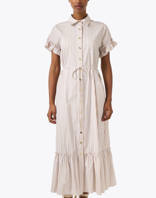 Jude Connally Women's Casual Pippa Dress in Beige and White Stripes