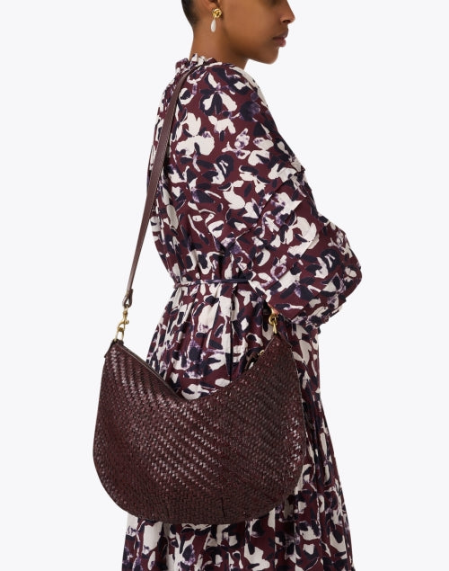 Medium-Sized Cream Woven Leather Convertible Messenger Bag