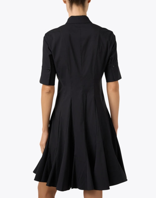 Black Godet Peplum Style Women's Shirt Dress