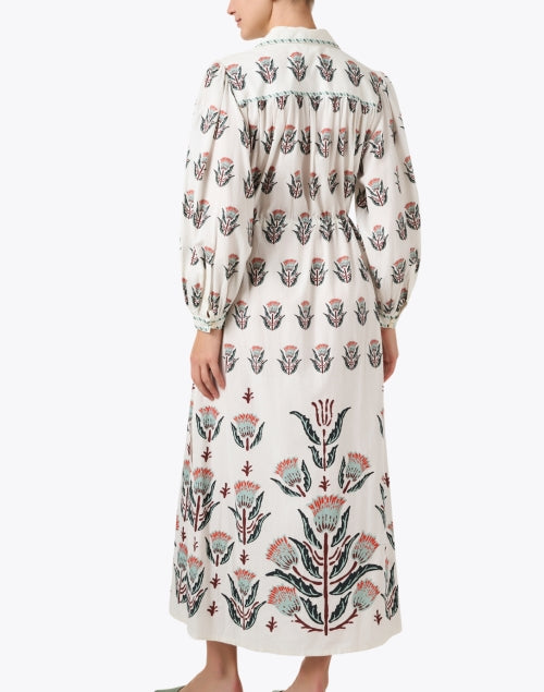 Aria Women's Elegant White Print Cotton Shirt-style Dress